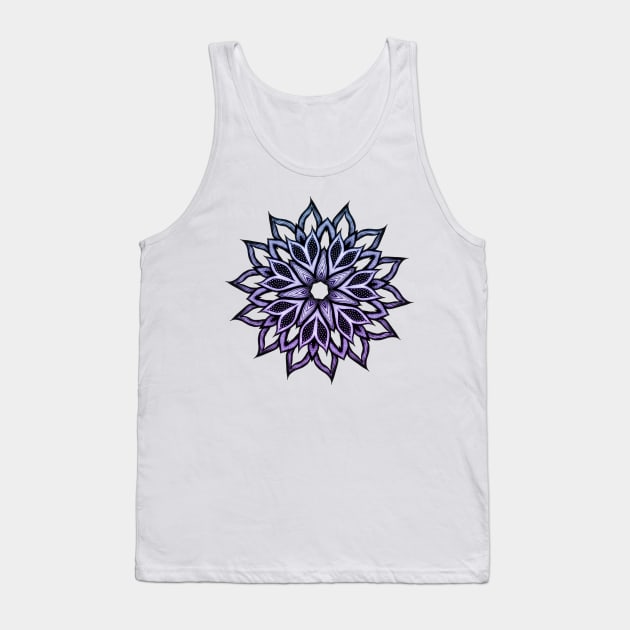 Flower Mandala Blue Violet Abstract Art Tank Top by Boriana Giormova